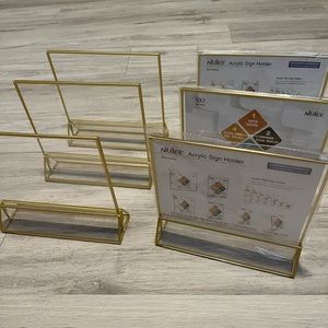 Set of six 5x7 gold acrylic frames/sign holders